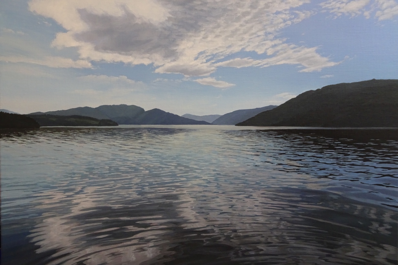 Weerspiegelende golven, Noors fjord